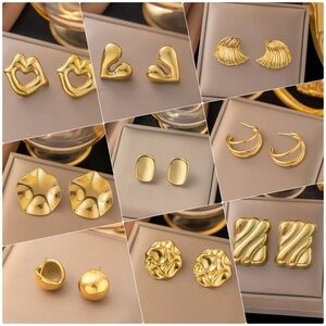 Stainless Steel 18k Pvd Gold Twisted C Huggie Hoop Earrings Women Heart
